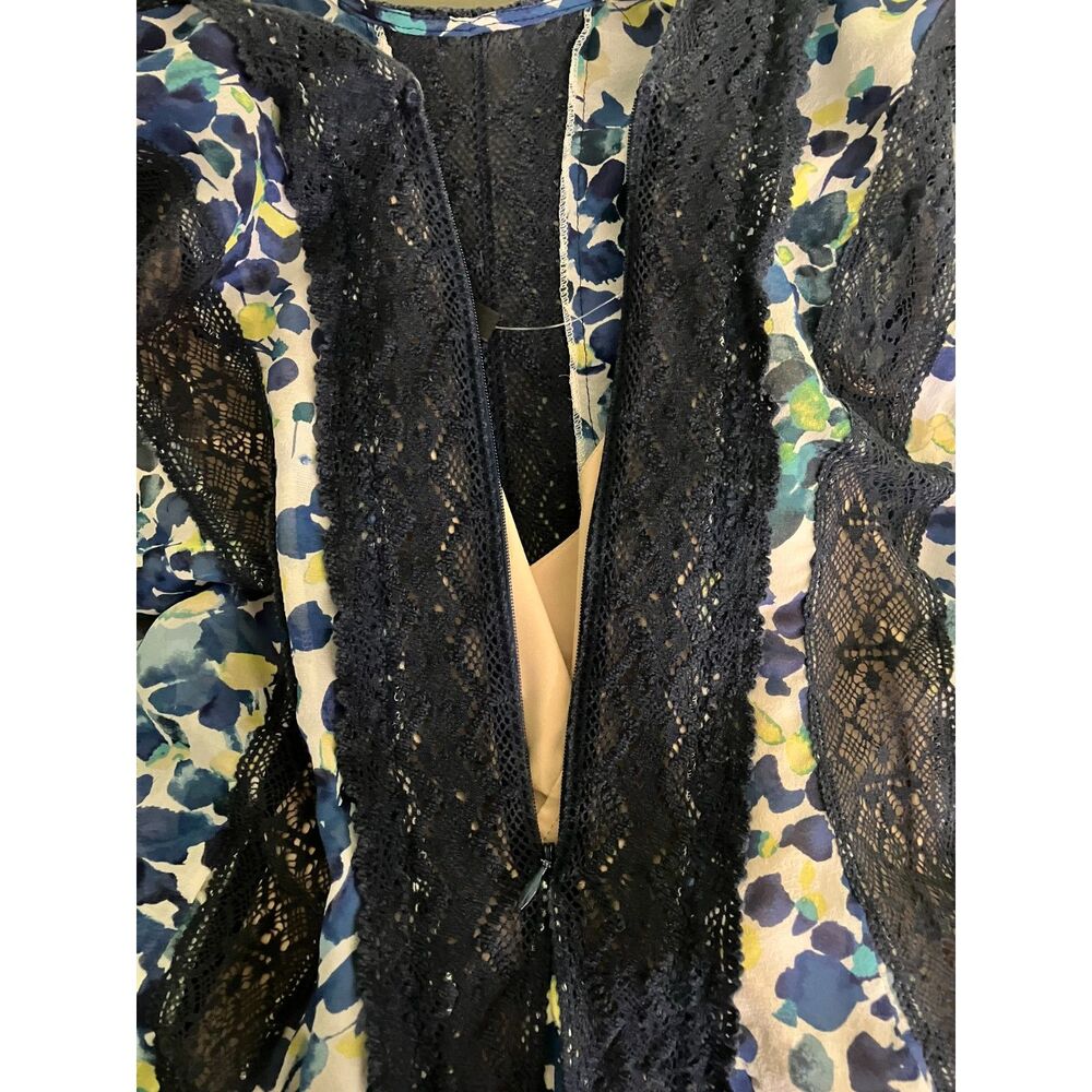 BCBGMaxAzria Jalena floral print lace detail silk sleeveless mini dress - Picture 9 of 13